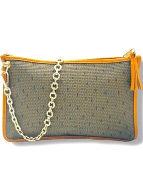 YSL Yves Saint Laurent Vintage Leather Canvas Shoulder Bag Pouch